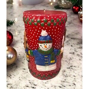 Holiday Christmas Pillar Candle 3D Snowman Reindeer Santa Angel 6” Tall